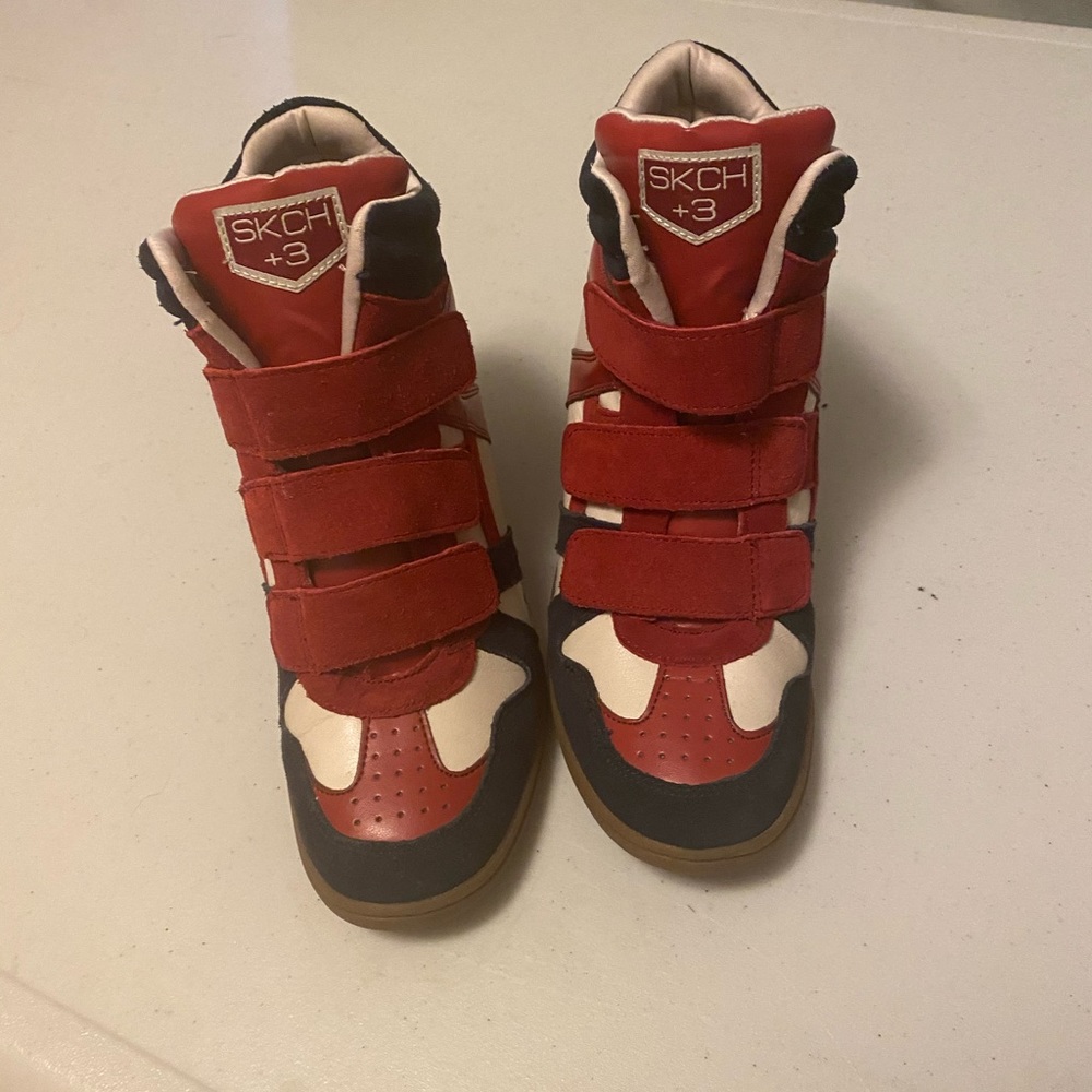 Sketchers SKCH +3 Leather Wedge High Tops 9.5